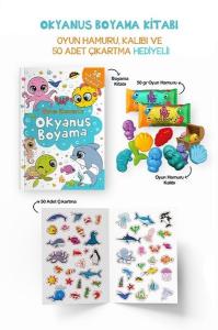 Okyanus Boyama Kitabı - Oyun Hamuru Kalıbı ve 50 Adet Çıkartma Hediyeli 3 + Yaş