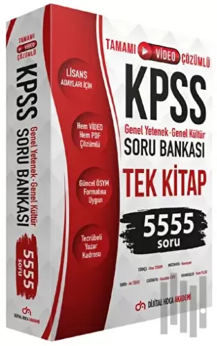KPSS Genel Yetenek Genel Kültür Tamamı Çözümlü 5555 Soru Bankası Tek Kitap
