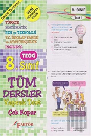 8. Sınıf SBS Tüm Dersler Çek Kopar Yaprak Test