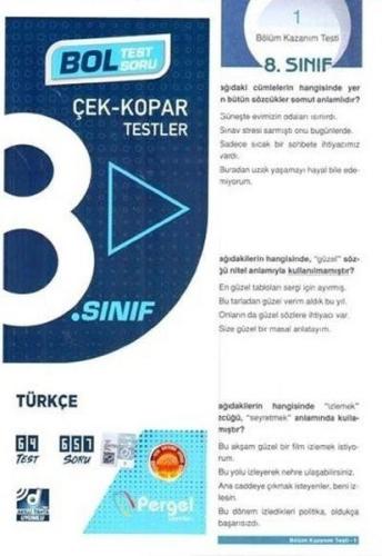 8.Sınıf Türkçe Çek Kopar Testler | Kitap Ambarı