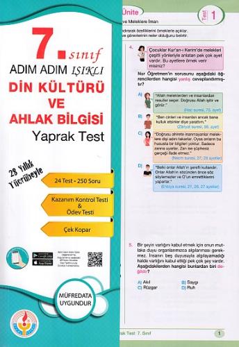 Adım Adım Işıklı 7. Sınıf Din Kültürü ve Ahlak Bilgisi Yaprak Test | K