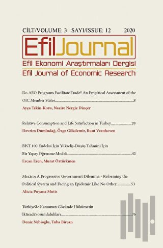 Efil Ekonomi Araştırmaları Dergisi Cilt: 3 Sayı: 12 2020