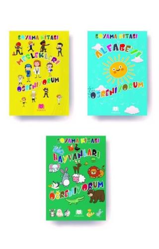 Hayvanları Öğreniyorum - Meslekleri Öğreniyorum - Alfabeyi Öğreniyorum - Boyama Seti-3 Kitap Takım