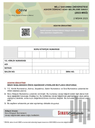 MSÜ Tıpkı Basım Çıkmış Sorular Sınav Yayınları