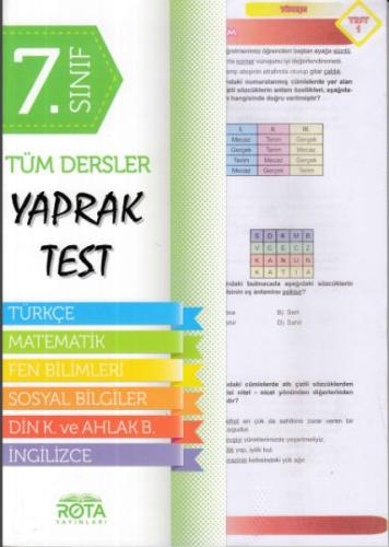 Rota 7. Sınııf Tüm Dersler Yaprak Test (Yeni) | Kitap Ambarı