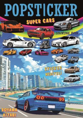 Süper Cars  Boyama Kitabı Popsticker