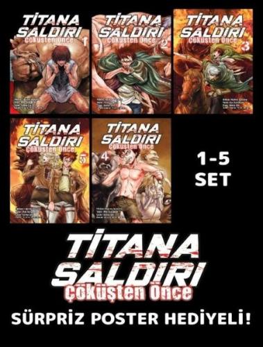 Titana Saldırı - Çöküşten Önce 1 - 5 - Poster Hediyeli Manga Set | Kit